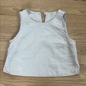 notPERFECTLINEN BAY Gingham tan and cream Sleeveless crop Blouse - SMALL/medium